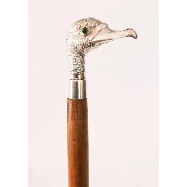 Antique Walking Stick Cane with Silver Duck Head, 1890s For Sale - Image 10 of 13