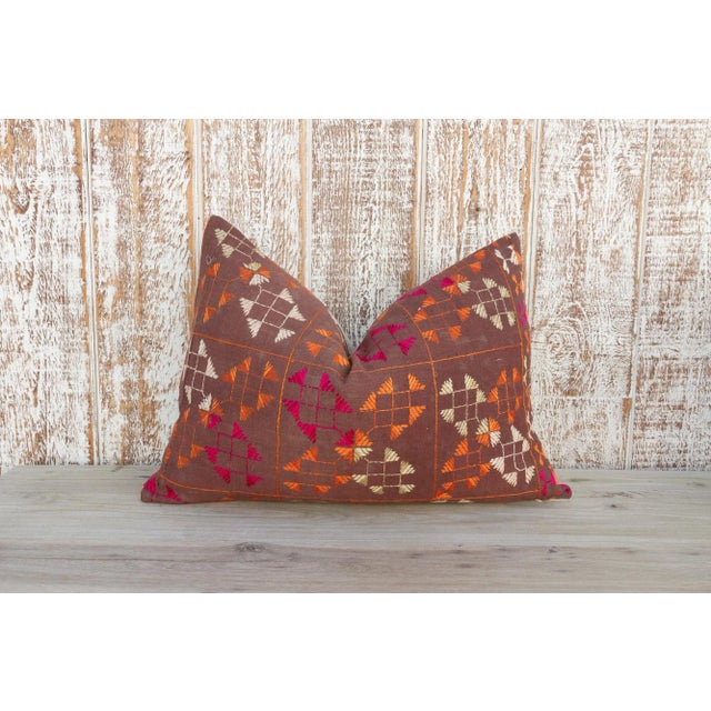 Mia Antique Indian Folk Lumbar Pillow For Sale - Image 10 of 10