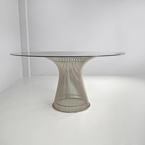 American Modern Dining Table in Glass and Metal attributed to Warren Platner for Knoll, 1966 For Sale - Image 3 of 18