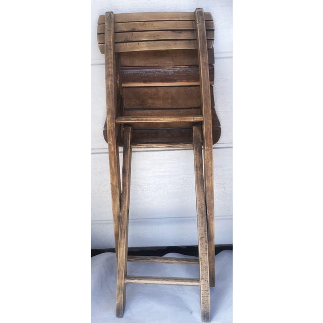 Rustic Folding Wooden Chair 1950s For Sale - Image 8 of 16