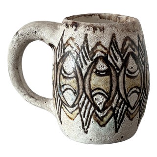 Maritime Mug with Stylized Fish Motifs from Rügen Keramik, 1970 For Sale