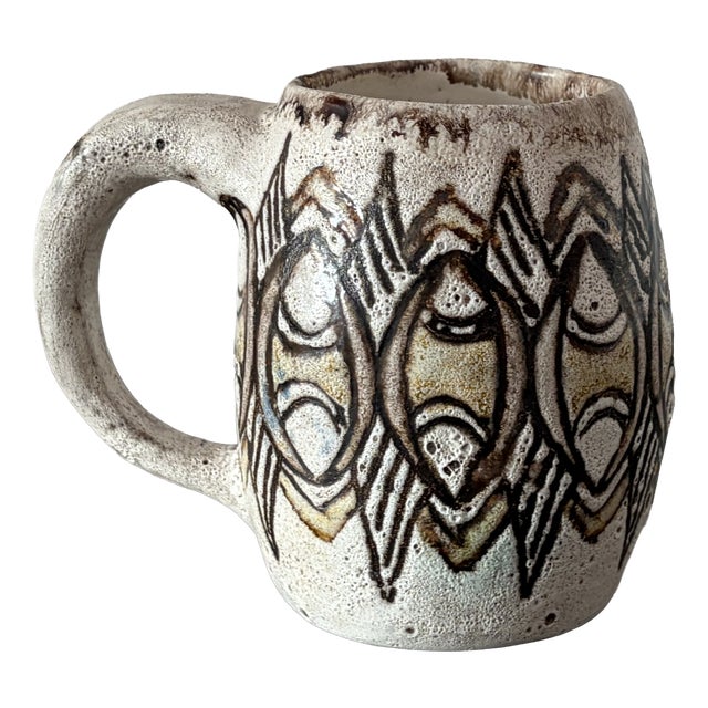 Maritime Mug with Stylized Fish Motifs from Rügen Keramik, 1970 For Sale