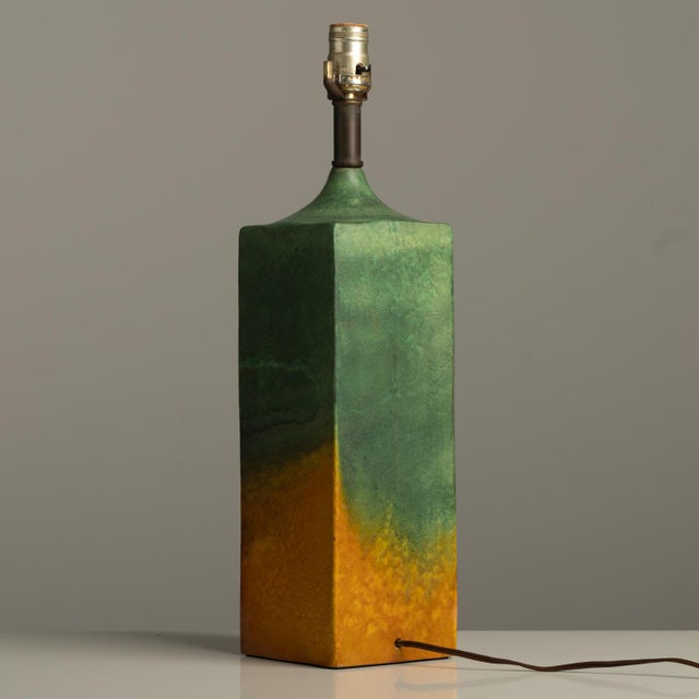 1950s 1950s Sublime Marcello Fantoni Signed Ceramic Glazed Large Italian Studio Pottery Lamp Base Raymor For Sale - Image 5 of 9