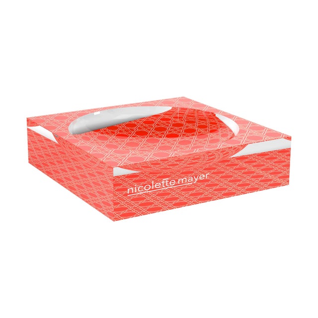 Sublime Trellis Salmon Acrylic Candy Catchall Dish, Large For Sale - Image 9 of 9