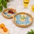 2020s Set of Three Yellow Flower Pattern Rattan Mother-of-Pearl Inlaid Trays With Handles For Sale - Image 4 of 4