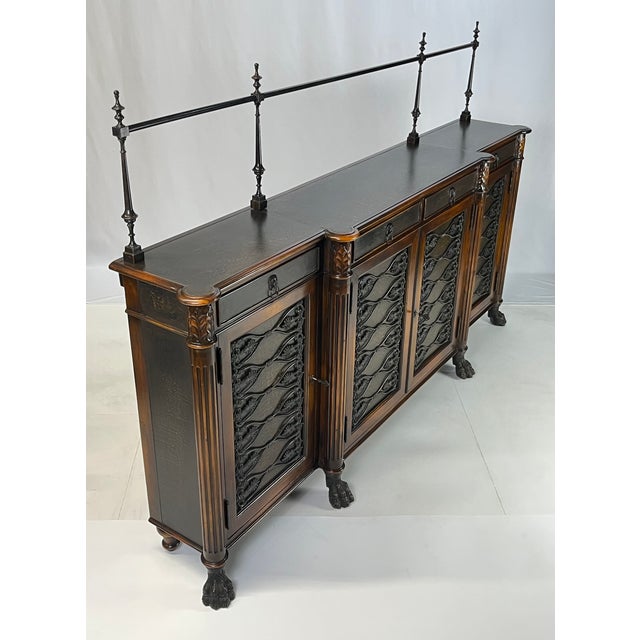 Neoclassical Theodore Alexander Attributed Regency Revival Leather-Top Sideboard With Gallery For Sale - Image 3 of 17