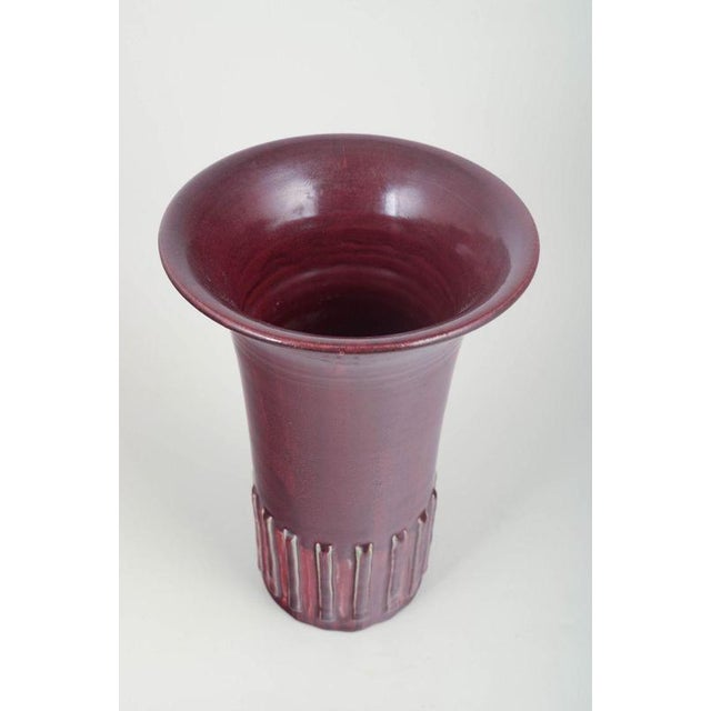 Thorkild Olsen for Royal Copenhagen Very large stoneware vase with oxblood glaze, dated 4-3-1933. Impressive cone-shaped...
