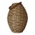 Late 20th Century Two’s Company Oval Rattan Lantern With Leather Look Handle and Glass Insert For Sale