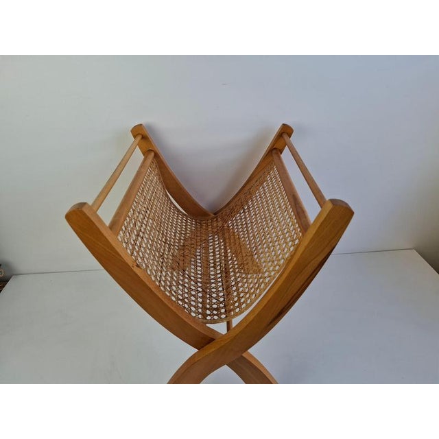 Mid-Century Wooden and Rattan Folding Magazine Rack, Former Czechoslovakia, 1960 For Sale - Image 15 of 18