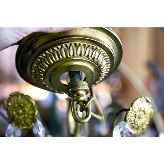 1920s Regency Tent and Bag Crystal Brass Chandelier For Sale In San Francisco - Image 6 of 11