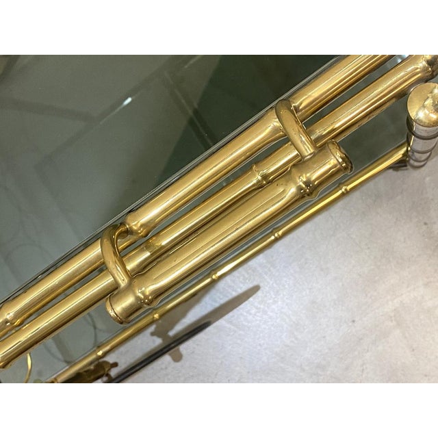 Faux Bamboo & Brass Bar Trolley from Maison Bagues, 1970s For Sale - Image 12 of 16