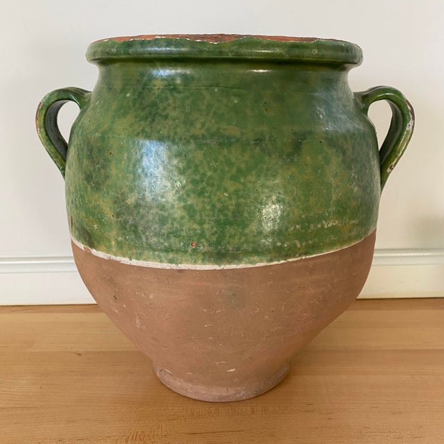 Green Vintage Italian Painted Green Pottery Jug For Sale - Image 8 of 8