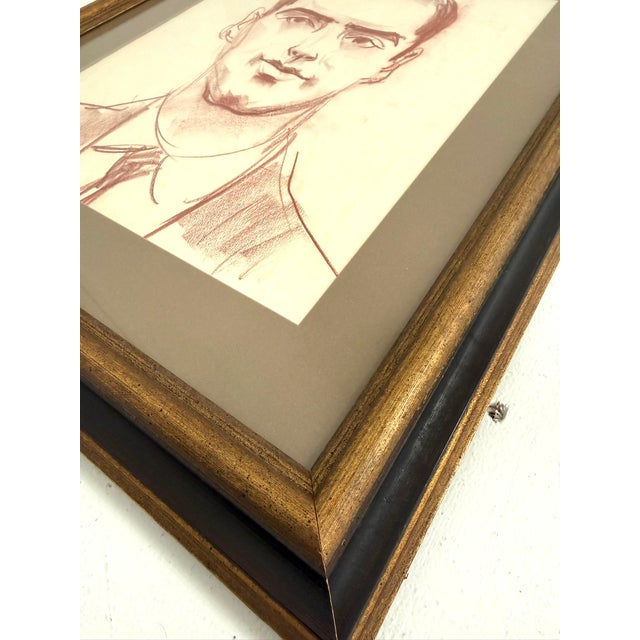 Red 1950s Mid-Century ModernSanguine Male Portrait For Sale - Image 8 of 8