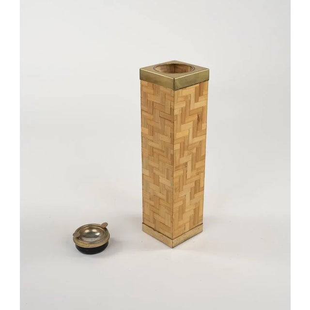Mid-Century Floor Ashtray in Bamboo and Brass, Italy, 1970s For Sale - Image 9 of 13