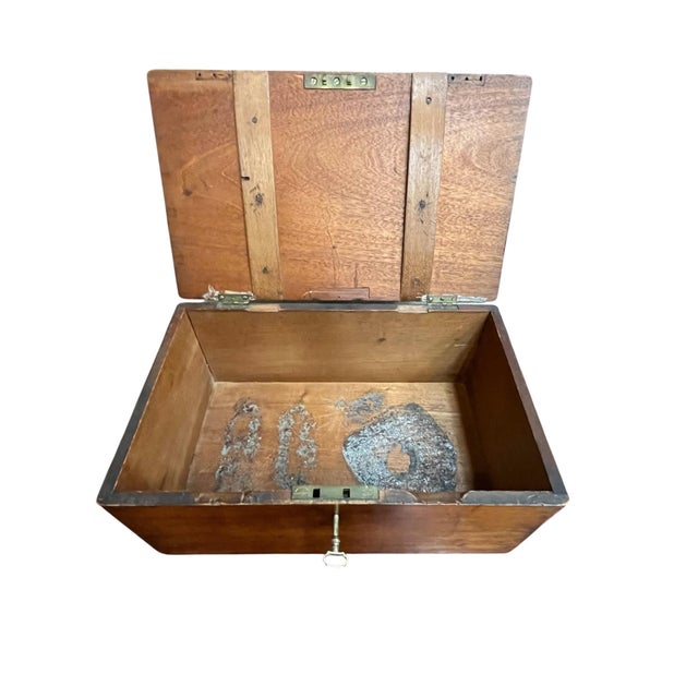 Mid 19th Century 19th Century Antique Storage Box With Key For Sale - Image 5 of 6