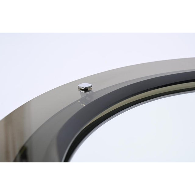 Mid-Century Italian Round Mirror with Beveled Smoked Glass attributed to Sena Cristal, 1970s For Sale - Image 15 of 18