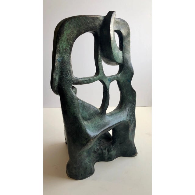 Postmodern Unknown, Woman In The Moonlight at the Window Latin American Bronze Modernist Sculpture, 1985 For Sale - Image 3 of 13
