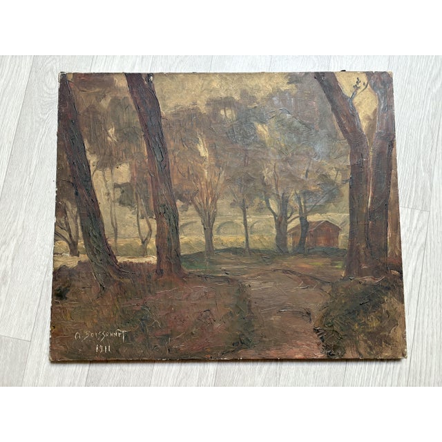 Alexis Boissonnet, Landscape with Forest, Late 1800s-Early 1900s, Oil on Canvas For Sale - Image 4 of 4