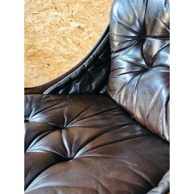 Wood Vintage Danish Lounge Chair in Coco Leather and Rosewood For Sale - Image 7 of 13