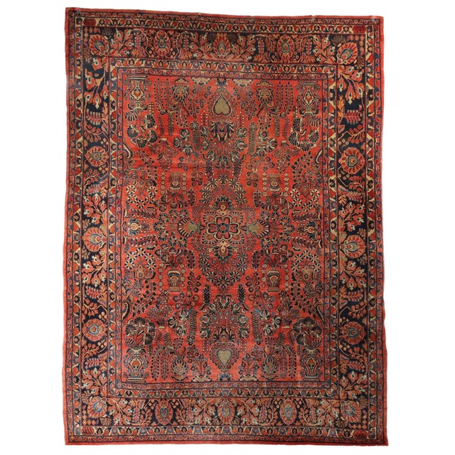 Antique Middle Eastern Saruk Rug in Cotton For Sale