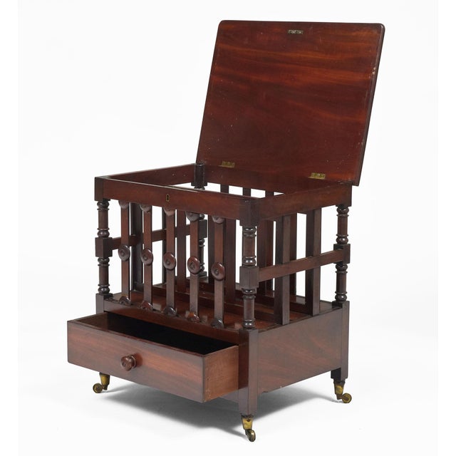 Traditional Early 19th Century Regency Mahogany Lidded Canterbury For Sale - Image 3 of 10