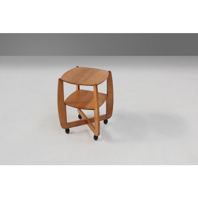 Brown Amsterdam School Beech Wooden Side Table, the Netherlands, 1920s For Sale - Image 8 of 13