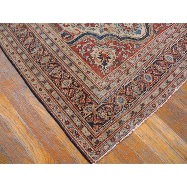 1880s Ivory Medallion Antique n.e. Persian Moud Meditation Rug 3'8" X 5'10" Handknotted Wool Carpet For Sale - Image 4 of 4