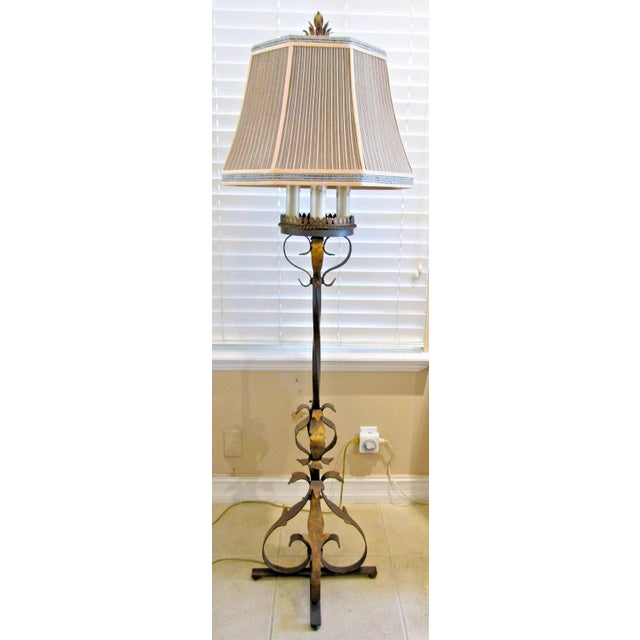 The Fine Art Lamps Company Handcrafted Castile Collection Wrought Iron Floor Lamp with Original Shade with Label (last...