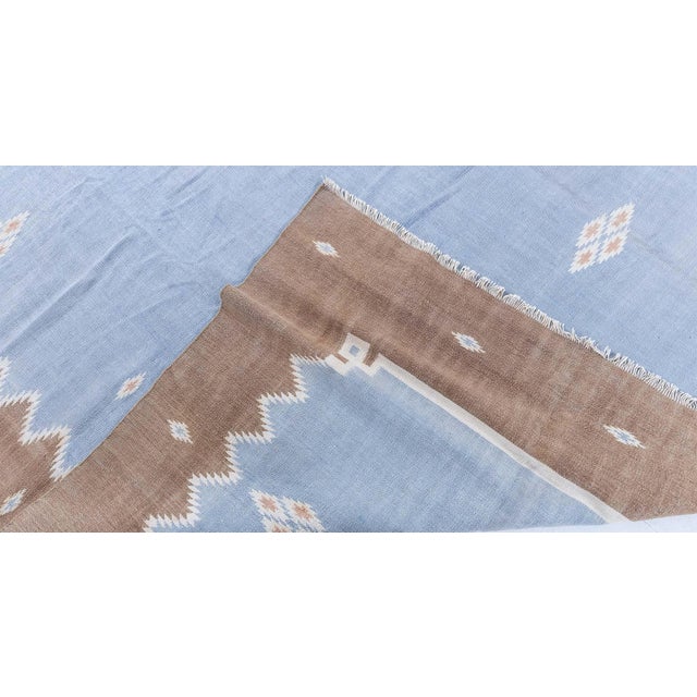 Textile Doris Leslie Blau Mid-Century Indian Dhurrie Classic Taupe Flatweave Cotton Rug For Sale - Image 7 of 7