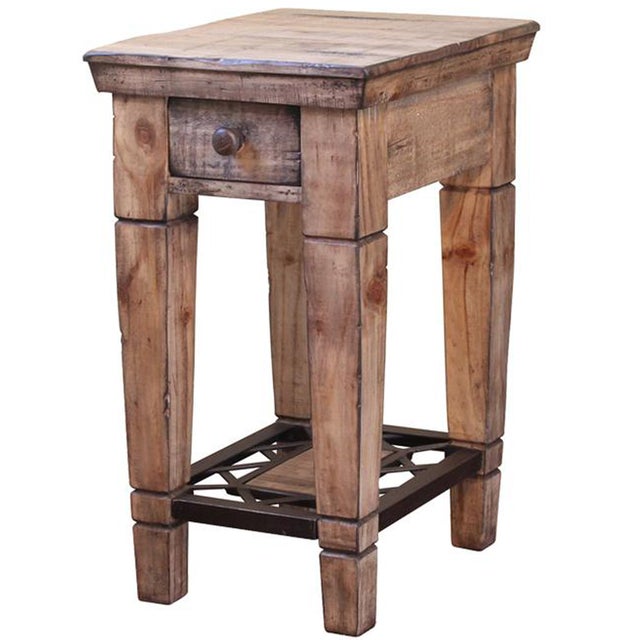 Modern Greenview Bleached Side Table - Wrought Iron Base For Sale - Image 3 of 4