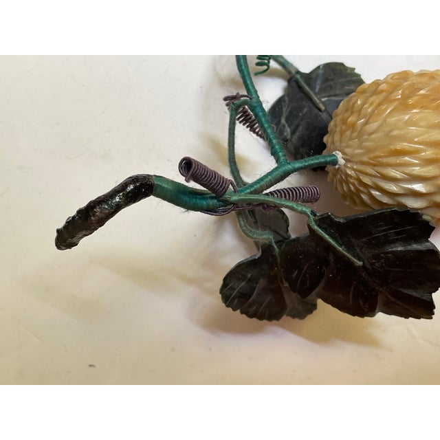 Mid 20th Century Asian Hard Stone Carved Yellow Exotic Fruit & Jade Leaves Decorative Piece For Sale - Image 6 of 9