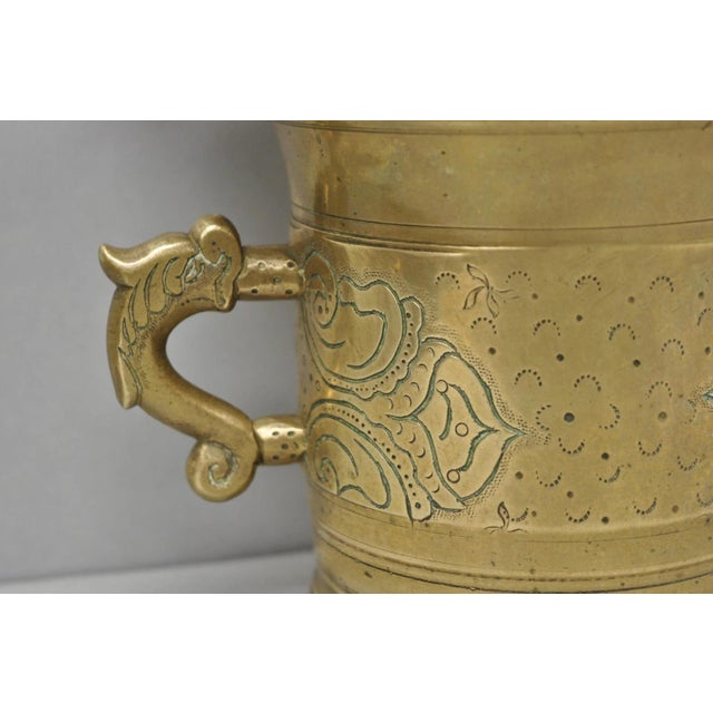 Vintage Primitive Solid Brass Mortar & Pestle Apothecary Medicine Herb Grinder For Sale In Philadelphia - Image 6 of 13