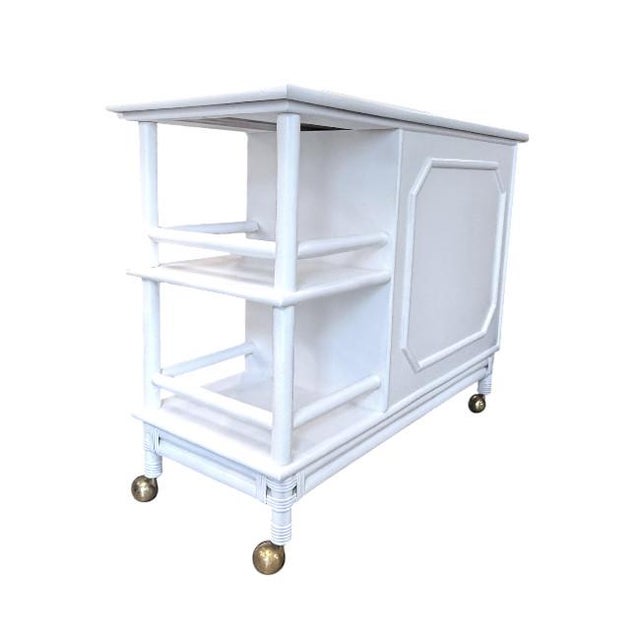 Vintage Coastal Faux Bamboo Bar Cart / Server For Sale In West Palm - Image 6 of 9