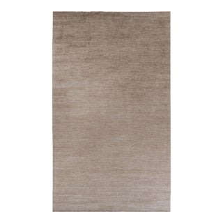 Rug & Kilim’s Oversized Modern Textural Rug in Brown, White and Beige Striae - 13x22 For Sale