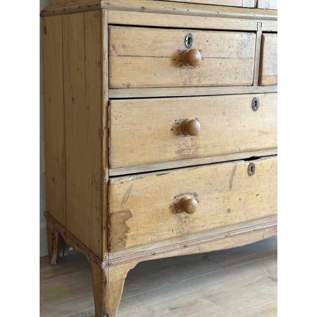 Antique English Pine Linen Press For Sale - Image 4 of 12
