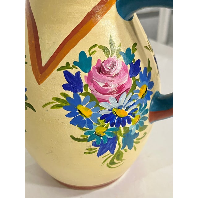 Vintage Colonia Tovar Hand-Painted Floral Clay Pitcher, Venezuelan Folk Art For Sale - Image 16 of 16