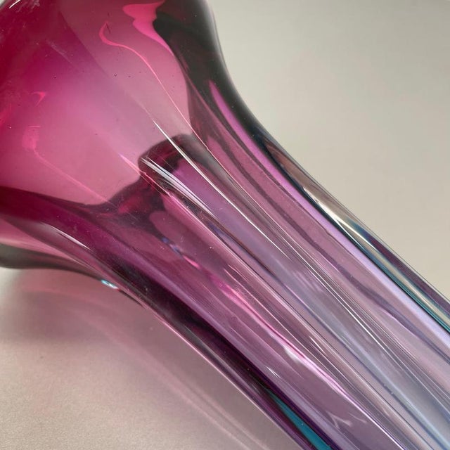 Large Sculptural Pink and Blue Murano Glass Vase, Italy, 1970s For Sale - Image 16 of 18