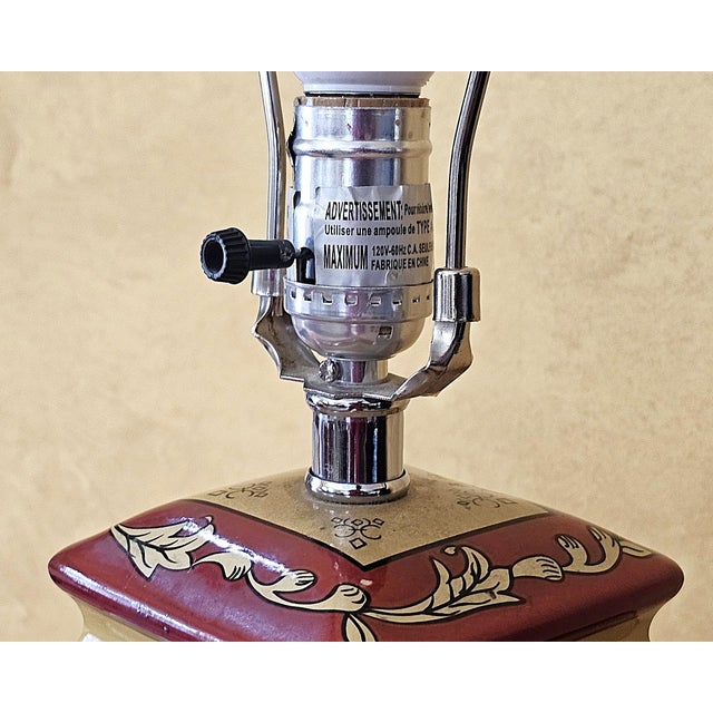 Vintage Chinoiserie Style Porcelain Table Lamp With Hand-Painted Floral Motif For Sale In Washington DC - Image 6 of 18