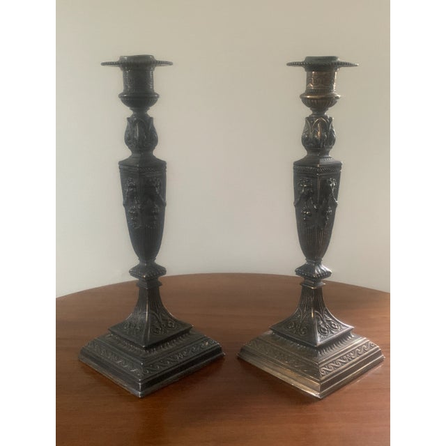 Neoclassical Style Bronze Candlesticks With Lion Heads, a Pair For Sale - Image 10 of 13