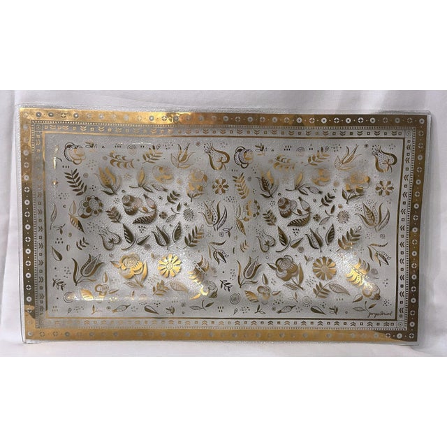 Fabulous Georges Briard glass double serving dish in the "Persian Garden" pattern. Gold floral patterning, signed lower...