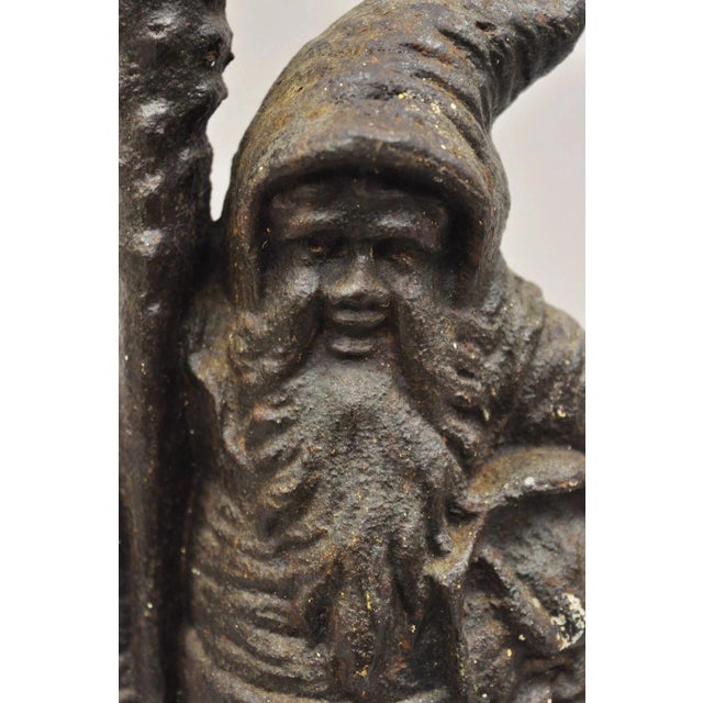 Late 19th Century Antique Bradley & Hubbard Victorian Cast Iron Figural Warrior Gnome Doorstop For Sale - Image 5 of 12