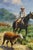 Wood Late 20th Century Western Cowboy on Horse Oil Painting on Canvas 55" x 43" Signed 'S. T. Cesent' in Gold Gilt Frame For Sale - Image 7 of 18