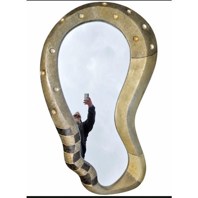 1990s Vintage Post-Modern Memphis Style Monumental Wall Mirror Sculptural Asymmetrical For Sale - Image 5 of 18