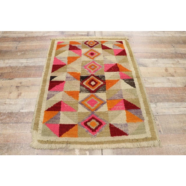 Textile Vintage Turkish Colorblock Rug - 03'02 X 04'01 For Sale - Image 7 of 9