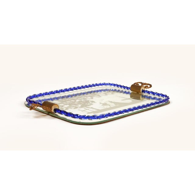 Italian Mirror-Engraved Murano Glass Serving Tray by Ercole Barovier, 1950s For Sale - Image 11 of 14