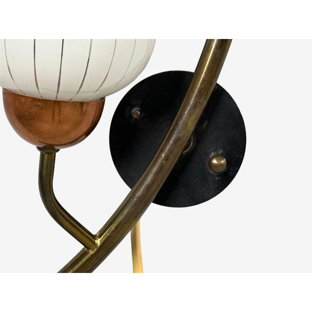 1940s Mid-Century Modern, Astra, Monumental Floral Sconces, Copper, Brass, Glass - a Pair For Sale - Image 11 of 14
