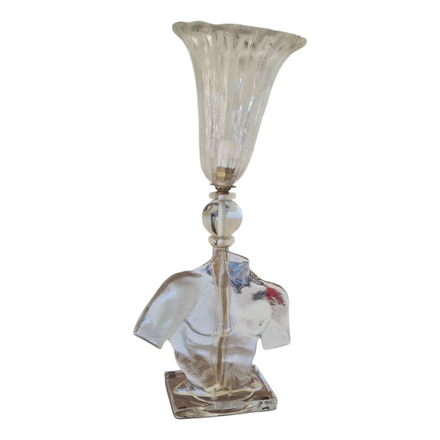 Vintage Murano Art Glass Table Lamp Sculptural Male Torso, Italy, 1960s, Set of 2 For Sale