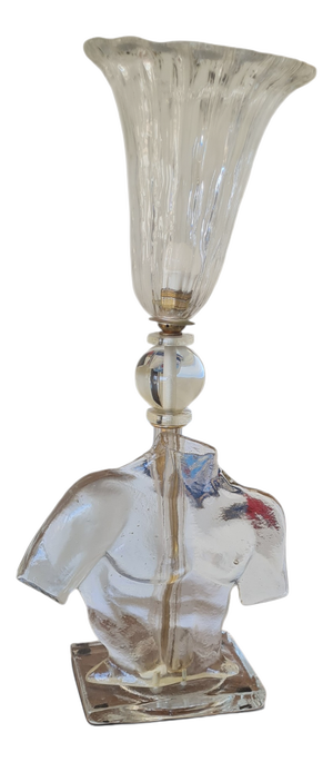Vintage Murano Art Glass Table Lamp Sculptural Male Torso, Italy, 1960s, Set of 2