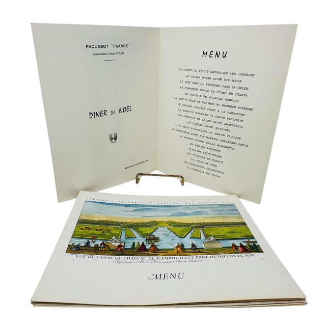 S S France 1963-1964: Rare 36-Menu Complete Holiday Voyage Collection | Louis Le Breton, Jean Carzou, Georges Rohner | First Class Ocean Liner For Sale - Image 15 of 18