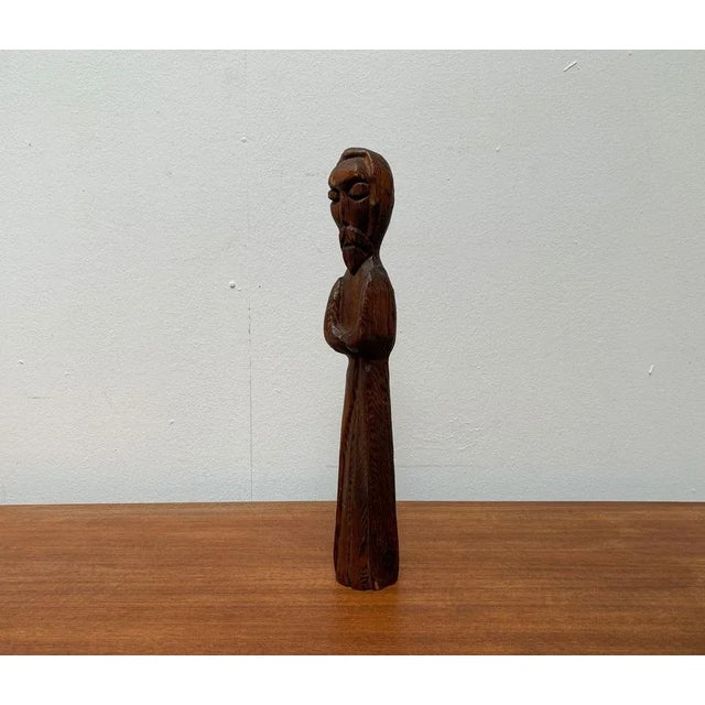 Wood Vintage Wooden Sacral Figurine Sculpture For Sale - Image 7 of 18